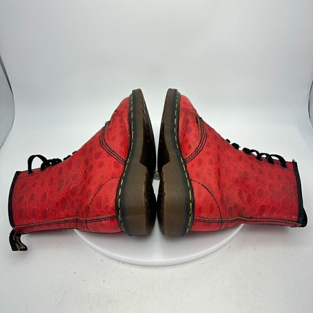 Dr Martens Women Size 5 Croco Red Snake Patent Leather 8 Eye Combat Boot - Picture 8 of 13